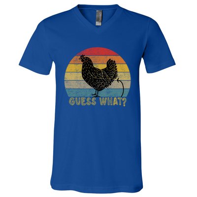 Funny Vintage Guess What? Chicken Butt! Farm Chicken Butt Gift V-Neck T-Shirt