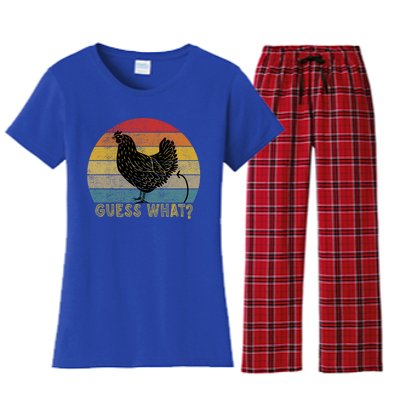 Funny Vintage Guess What? Chicken Butt! Farm Chicken Butt Gift Women's Flannel Pajama Set