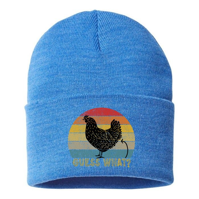 Funny Vintage Guess What? Chicken Butt! Farm Chicken Butt Gift Sustainable Knit Beanie