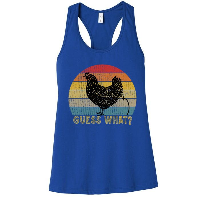 Funny Vintage Guess What? Chicken Butt! Farm Chicken Butt Gift Women's Racerback Tank