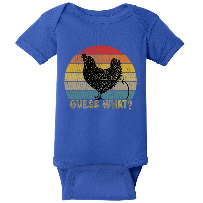 Funny Vintage Guess What? Chicken Butt! Farm Chicken Butt Gift Baby Bodysuit