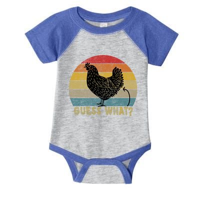 Funny Vintage Guess What? Chicken Butt! Farm Chicken Butt Gift Infant Baby Jersey Bodysuit