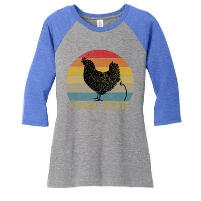 Funny Vintage Guess What? Chicken Butt! Farm Chicken Butt Gift Women's Tri-Blend 3/4-Sleeve Raglan Shirt