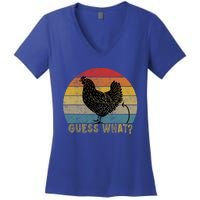 Funny Vintage Guess What? Chicken Butt! Farm Chicken Butt Gift Women's V-Neck T-Shirt