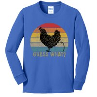 Funny Vintage Guess What? Chicken Butt! Farm Chicken Butt Gift Kids Long Sleeve Shirt