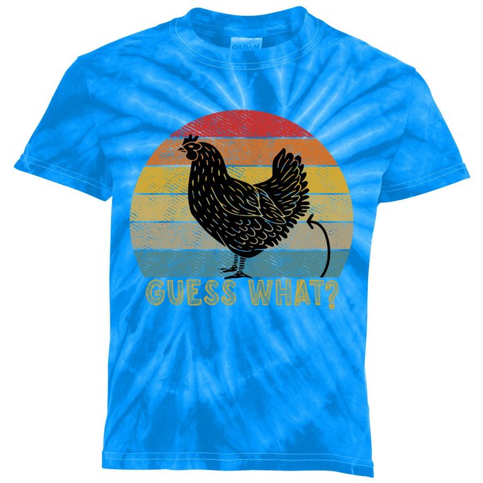 Funny Vintage Guess What? Chicken Butt! Farm Chicken Butt Gift Kids Tie-Dye T-Shirt