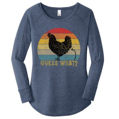 Funny Vintage Guess What? Chicken Butt! Farm Chicken Butt Gift Women's Perfect Tri Tunic Long Sleeve Shirt