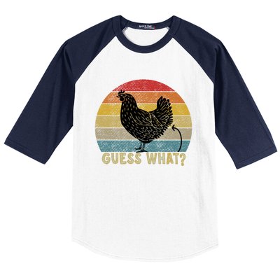 Funny Vintage Guess What? Chicken Butt! Farm Chicken Butt Gift Baseball Sleeve Shirt