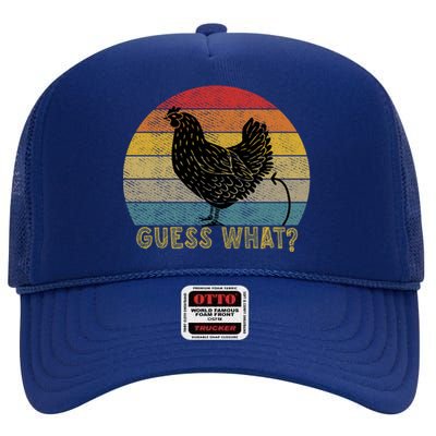 Funny Vintage Guess What? Chicken Butt! Farm Chicken Butt Gift High Crown Mesh Back Trucker Hat