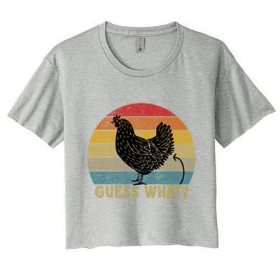 Funny Vintage Guess What? Chicken Butt! Farm Chicken Butt Gift Women's Crop Top Tee