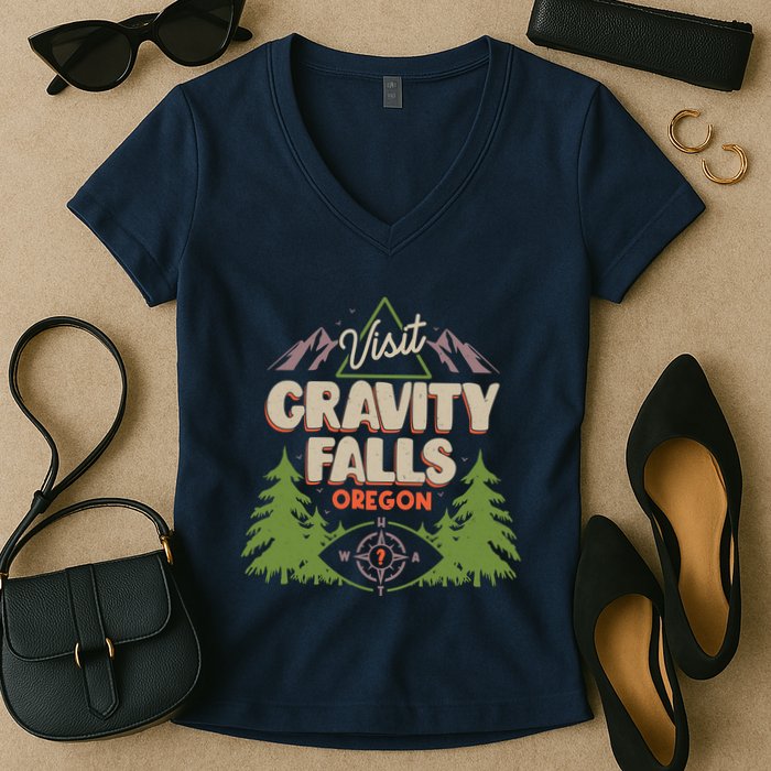 Funny Visit Gravity Falls Oregon Women's V-Neck T-Shirt