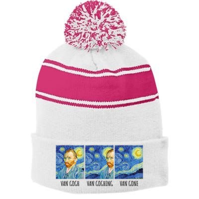 Funny Van Gogh Van Goghing Van Gone Fine Art Painting Joke Stripe Pom Pom Beanie