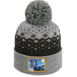 Funny Van Gogh Starry Night Llama Alpaca The Baniff Cuffed Pom Beanie