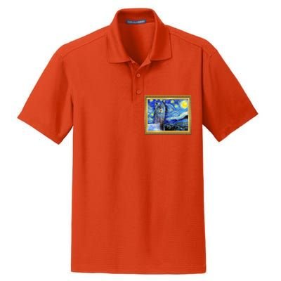 Funny Van Gogh Starry Night Llama Alpaca Dry Zone Grid Polo