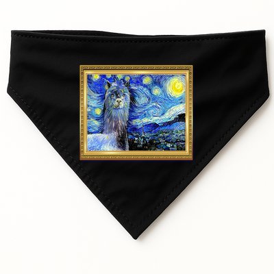 Funny Van Gogh Starry Night Llama Alpaca USA-Made Doggie Bandana