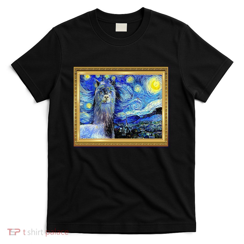 Funny Van Gogh Starry Night Llama Alpaca T-Shirt