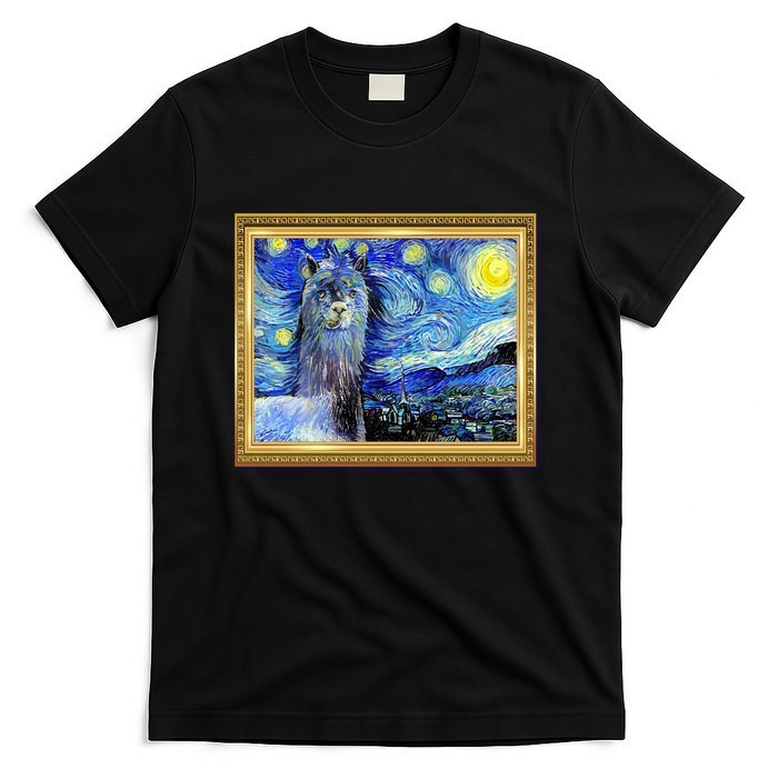 Funny Van Gogh Starry Night Llama Alpaca T-Shirt