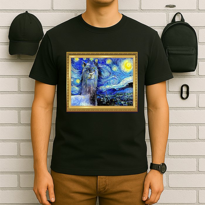 Funny Van Gogh Starry Night Llama Alpaca T-Shirt