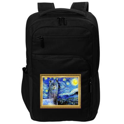 Funny Van Gogh Starry Night Llama Alpaca Impact Tech Backpack