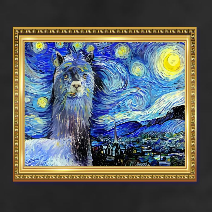 Funny Van Gogh Starry Night Llama Alpaca Adult Drive Performance Visor