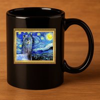 Funny Van Gogh Starry Night Llama Alpaca 11oz C Handle Ceramic Mug