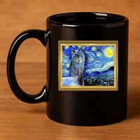Funny Van Gogh Starry Night Llama Alpaca 11oz C Handle Ceramic Mug
