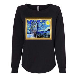 Funny Van Gogh Starry Night Llama Alpaca Womens California Wash Sweatshirt