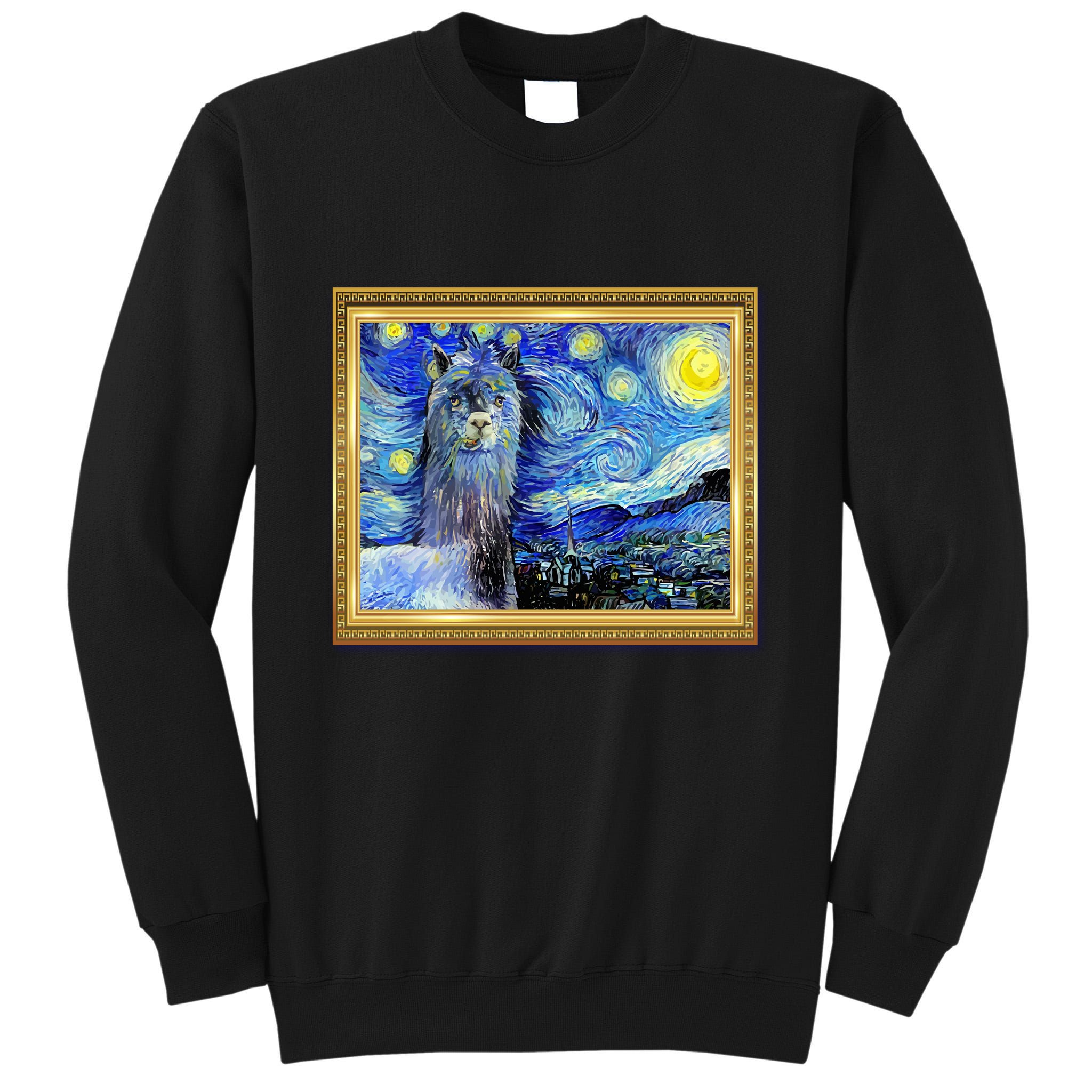 Funny Van Gogh Starry Night Llama Alpaca Tall Sweatshirt