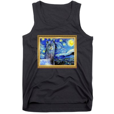 Funny Van Gogh Starry Night Llama Alpaca Tank Top