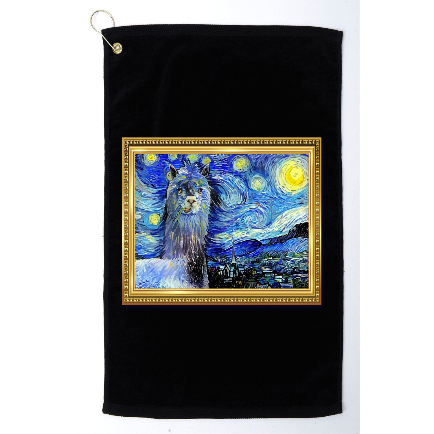 Funny Van Gogh Starry Night Llama Alpaca Golf Towel