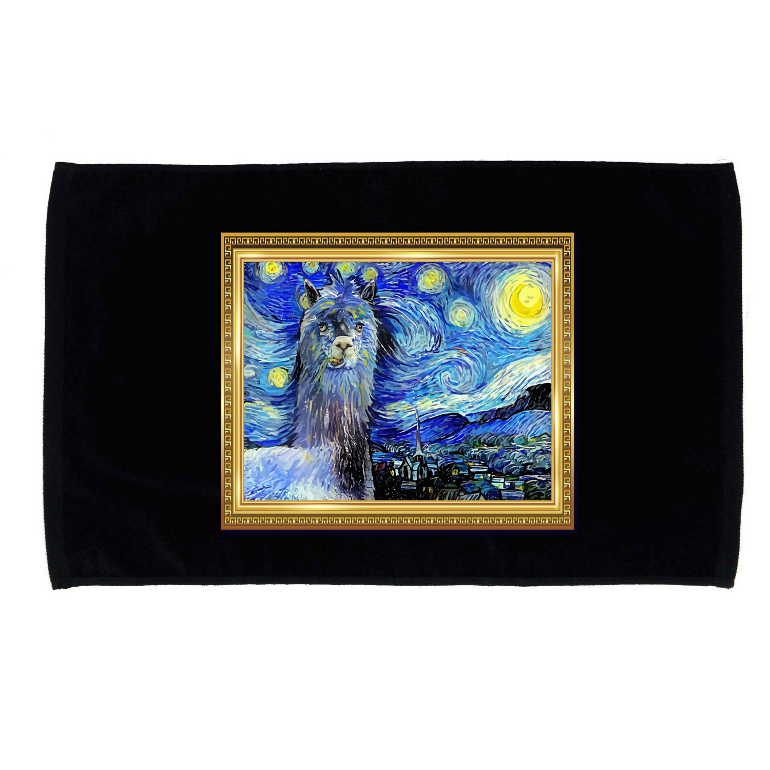 Funny Van Gogh Starry Night Llama Alpaca Microfiber Hand Towel