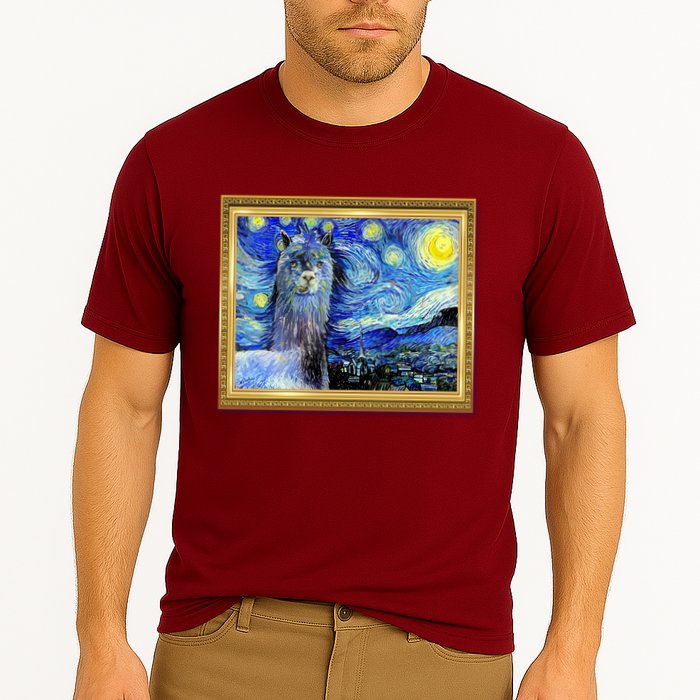 Funny Van Gogh Starry Night Llama Alpaca Cooling Performance Crew T-Shirt