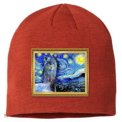 Funny Van Gogh Starry Night Llama Alpaca Sustainable Beanie