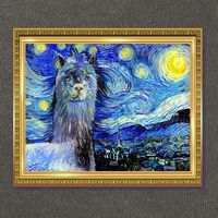 Funny Van Gogh Starry Night Llama Alpaca Cotton Canvas Backpack