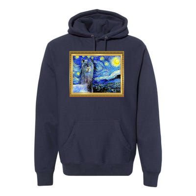 Funny Van Gogh Starry Night Llama Alpaca Premium Hoodie