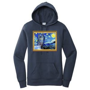 Funny Van Gogh Starry Night Llama Alpaca Women's Pullover Hoodie