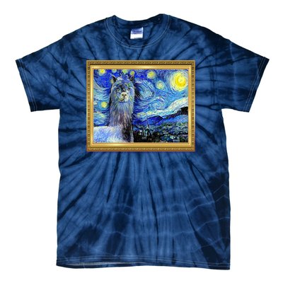 Funny Van Gogh Starry Night Llama Alpaca Tie-Dye T-Shirt