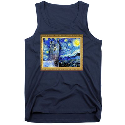 Funny Van Gogh Starry Night Llama Alpaca Tank Top