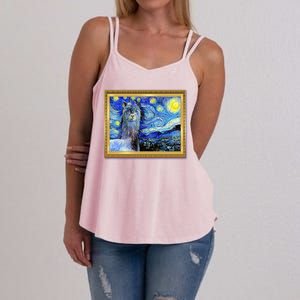 Funny Van Gogh Starry Night Llama Alpaca Women's Strappy Tank