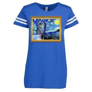 Funny Van Gogh Starry Night Llama Alpaca Enza Ladies Jersey Football T-Shirt