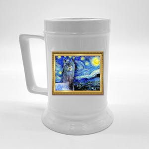 Funny Van Gogh Starry Night Llama Alpaca Beer Stein