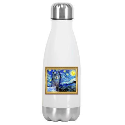 Funny Van Gogh Starry Night Llama Alpaca Stainless Steel Insulated Water Bottle