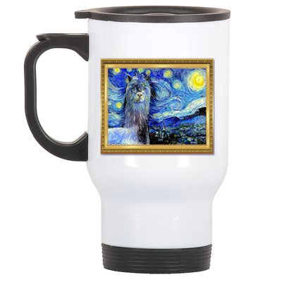 Funny Van Gogh Starry Night Llama Alpaca Stainless Steel Travel Mug