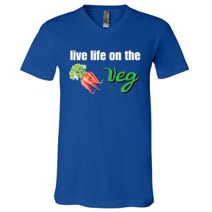 Funny Vegetarian Gift Live Life On The Veg Cute Gift V-Neck T-Shirt