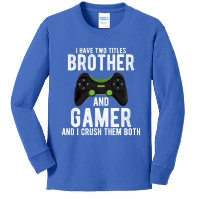 Funny Vintage Gamer Funny Gift Video Games Brother Gift Kids Long Sleeve Shirt