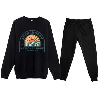 Family Vacation Gift Cute Gift Retro Shenandoah National Park Gift Premium Crewneck Sweatsuit Set