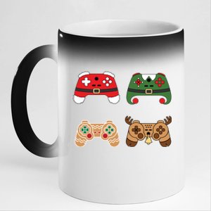 Funny Video Game Controller Christmas Gamer Santa Reindeer Meaningful Gift 11oz Black Color Changing Mug