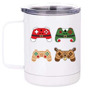 Funny Video Game Controller Christmas Gamer Santa Reindeer Meaningful Gift 12 oz Stainless Steel Tumbler Cup