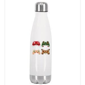 Funny Video Game Controller Christmas Gamer Santa Reindeer Meaningful Gift Stainless Steel Insulated Water Bottle