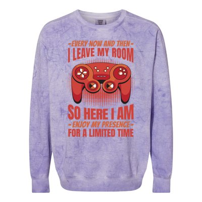 Funny Video Game For Gamers Geek I Paused My Game To Be Here Gift Colorblast Crewneck Sweatshirt